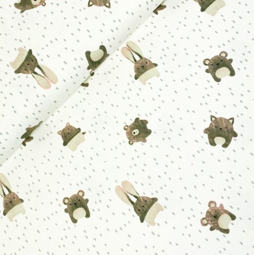 RESTSTÜCK 1,3m !!! - French Terry - Mini Forest - Tierfreunde - naturweiß/braun - Swafing