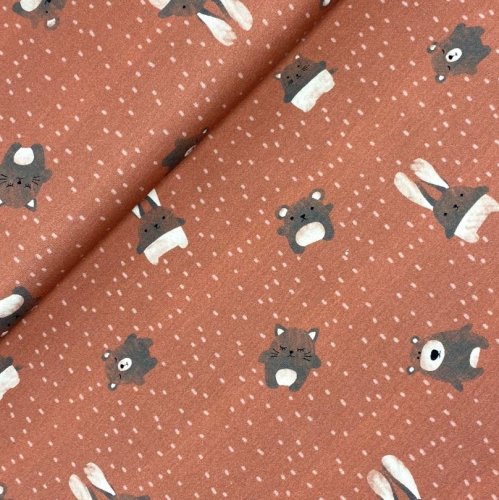 RESTSTÜCK 1,40m !!! - French Terry - Mini Forest - Tierfreunde - terracotta - Swafing