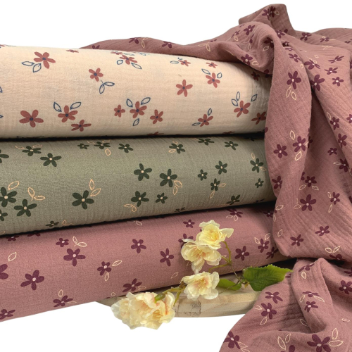 Preview: RESTSTÜCK 1,10m !!! - Musselin - Amelie Flowers - mauve