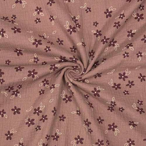 Preview: RESTSTÜCK 1,10m !!! - Musselin - Amelie Flowers - mauve