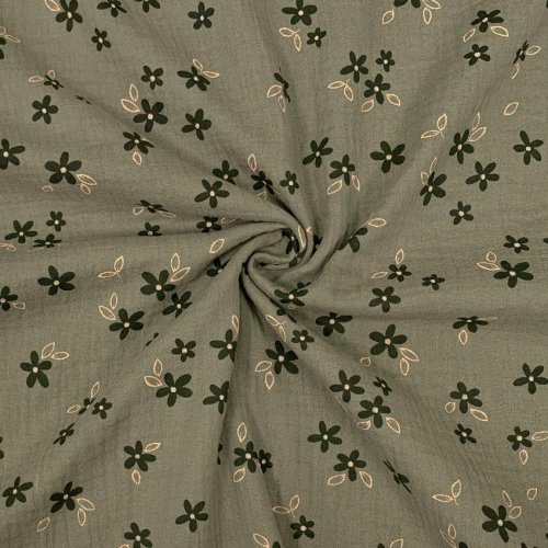 Preview: RESTSTÜCK 0,80m !!! - Musselin - Amelie Flowers - pickle