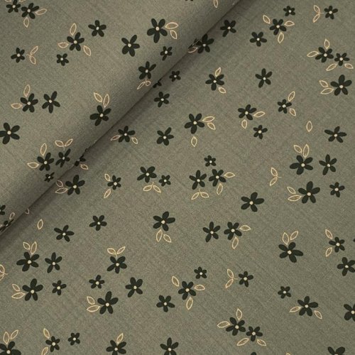 Preview: RESTSTÜCK 0,80m !!! - Musselin - Amelie Flowers - pickle