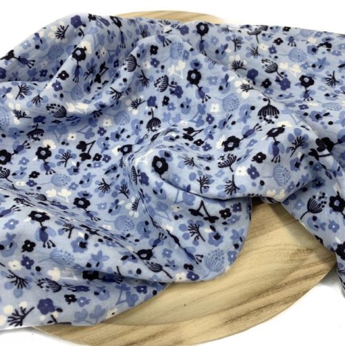 Musselin - Blumenzauber groß - hellblau