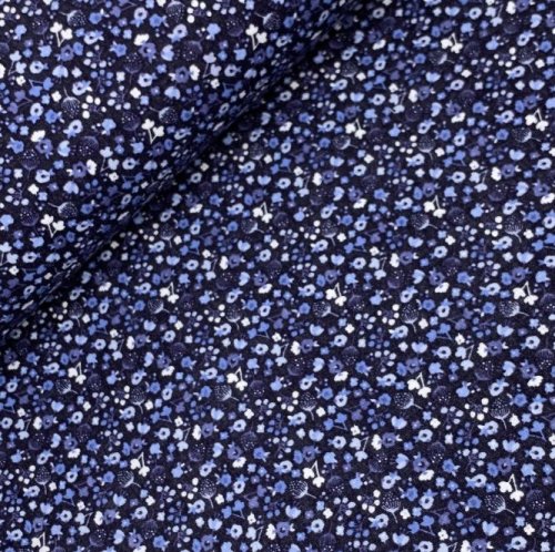 Preview: RESTSTÜCK 1,0m !!! - Musselin - Blumenzauber klein - marine