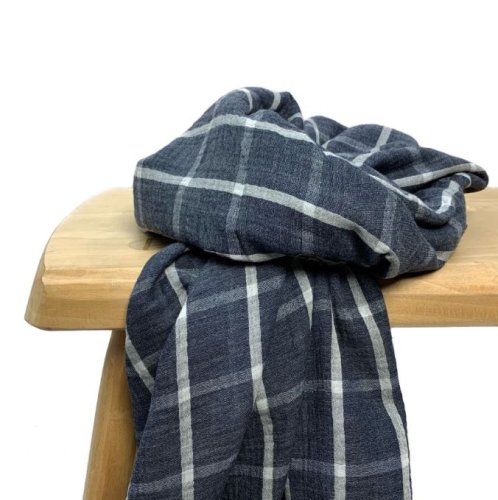 Doubleface Musselin - Check - blue navy