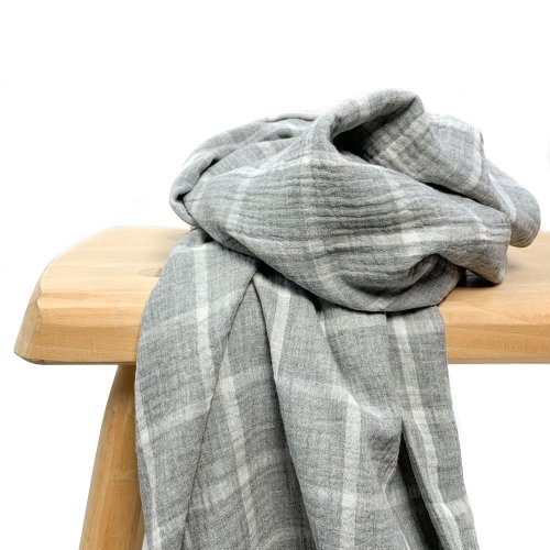 Doubleface Musselin - Check - grey