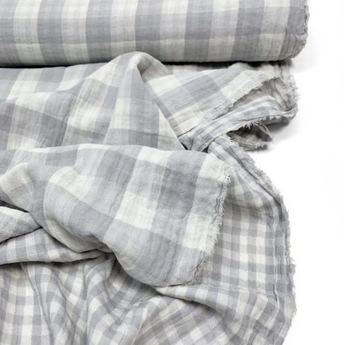 Musselin - Checks - Double Sided - grey