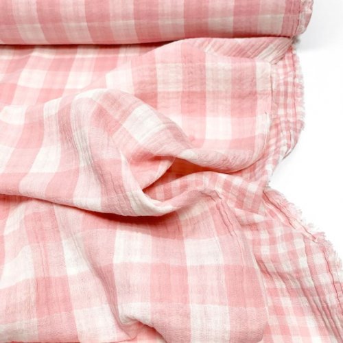 Musselin - Checks - Double Sided - old rose