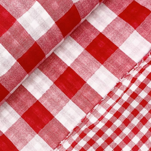Preview: RESTSTÜCK 0,60m !!! - Musselin - Checks - Double Sided - red