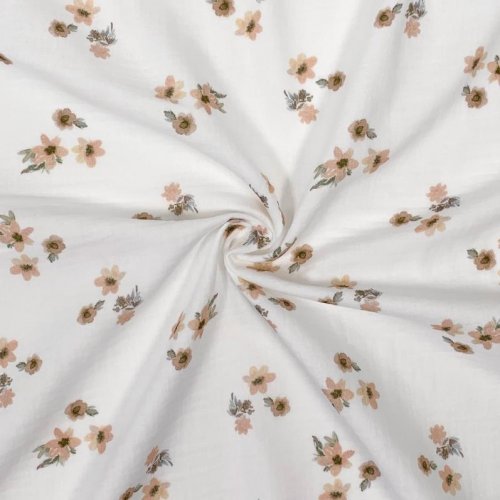 Musselin - Elin Flowers - white
