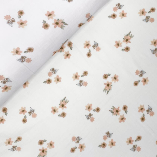 Preview: RESTSTÜCK 1,20m !!! - Musselin - Elin Flowers - white