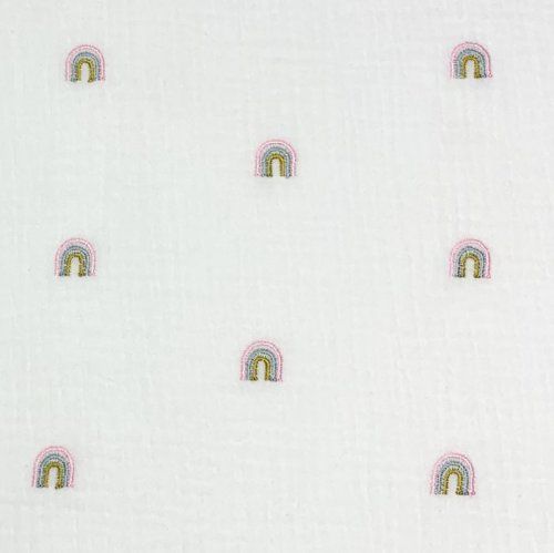 Musselin - Embroidery - Rainbow - off white