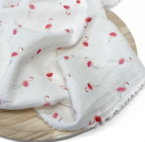 Musselin - Flamingos - white