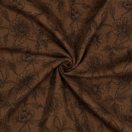 Musselin - Flower Delia - braun