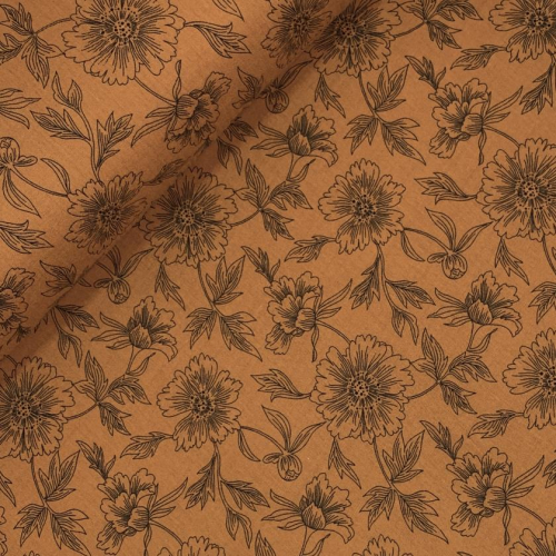 Preview: RESTSTÜCK 1,30m !!! - Musselin - Flower Delia - caramel