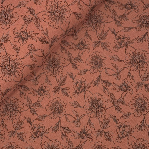 Preview: RESTSTÜCK 1,40m !!! - Musselin - Flower Delia - rosenholz