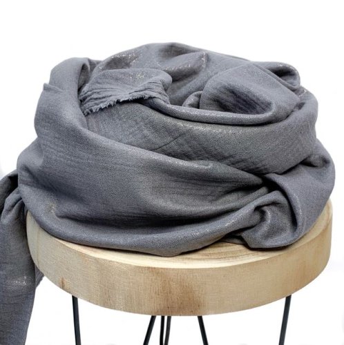 RESTSTÜCK 50cm !!! - Musselin - Glitter - dark grey