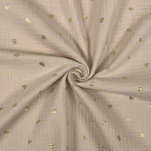 Musselin - foiled - Golden Rainbow - sand