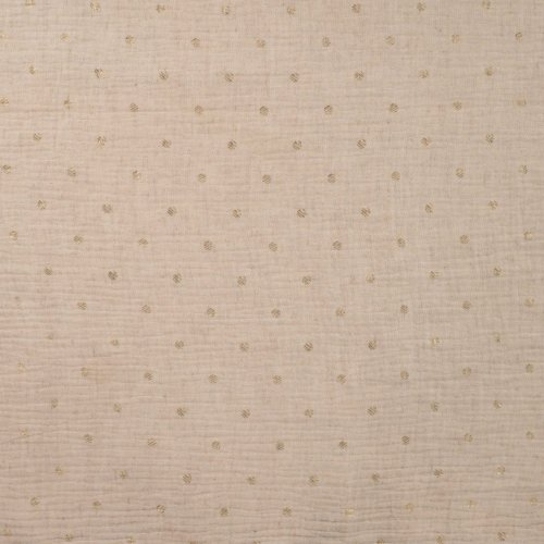 Musselin Leinen - Broken Dots - sand/gold Lurex