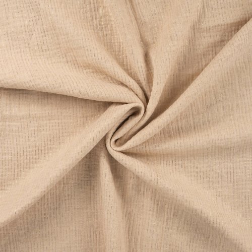 Musselin Leinen - Stripes - sand/gold Lurex