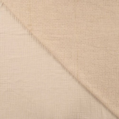 Musselin Leinen - Stripes - sand/gold Lurex