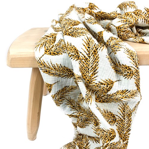 Musselin - Leo Leaves - ocre - Springtime