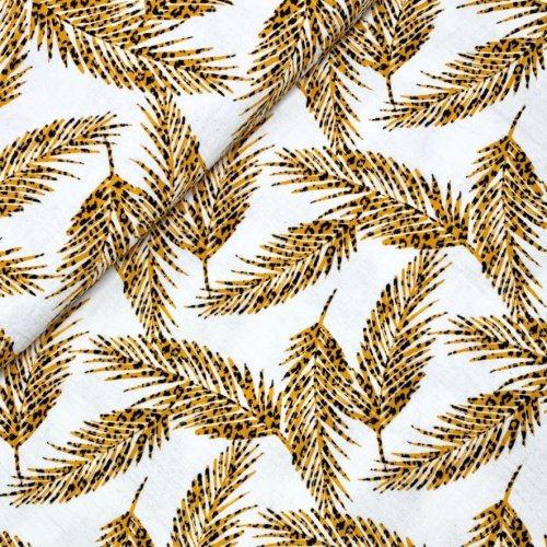 Musselin - Leo Leaves - ocre - Springtime