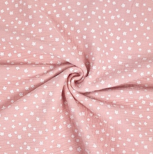 RESTSTÜCK 60cm !!! - Musselin - Little Flowers - rosa