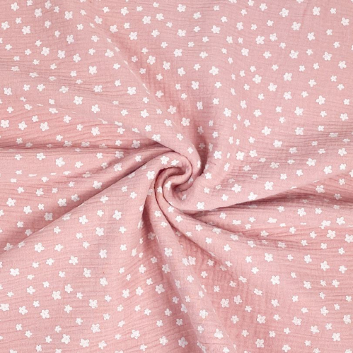 Preview: RESTSTÜCK 1,40m !!! - Musselin - Little Flowers - rosa
