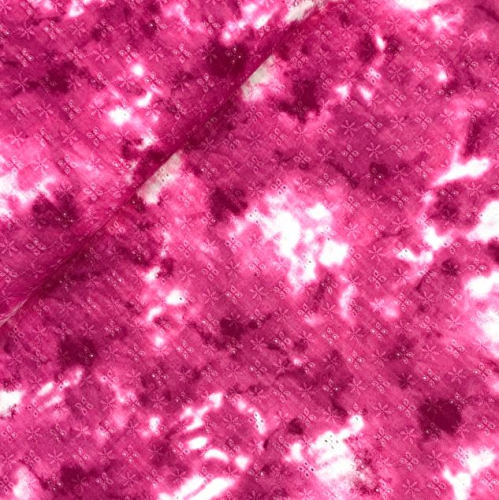 Preview: RESTSTÜCK 1,90m !!! - Musselin - Lochstickerei - Batik - fuchsia