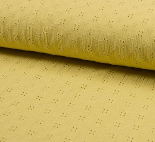 Musselin - Lochstickerei - dusty yellow