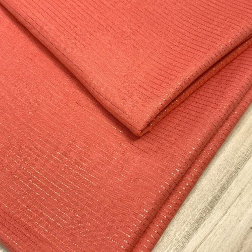 Musselin - Lurex Streifen - peach