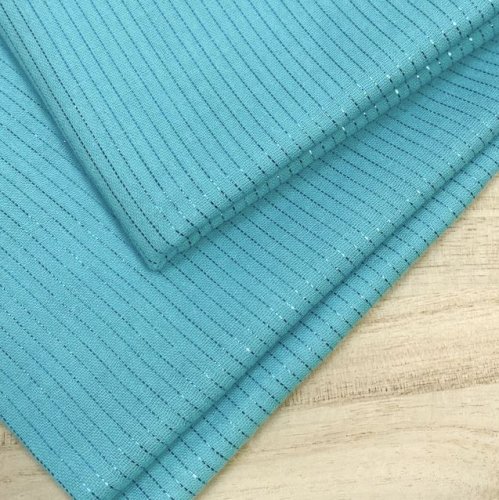 Musselin - Lurex Streifen - turquoise