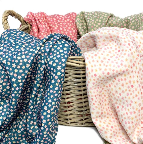 Preview: RESTSTÜCK 0,50m !!! - Musselin - Petites Fleurs - pink