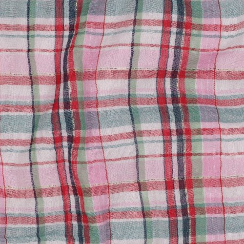 Musselin - Philippa Checks - Glitzer Gold - rosa/rot/grün