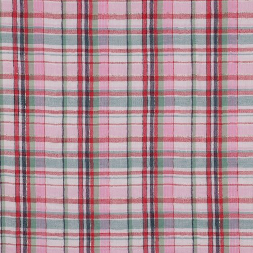 Musselin - Philippa Checks - Glitzer Gold - rosa/rot/grün