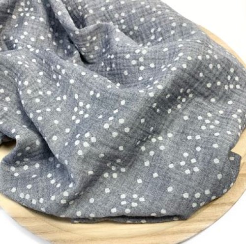 Doubleface Musselin - Pünktchen - navy