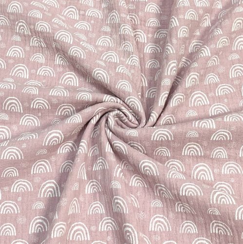 Musselin - Rainbow & Dots - rosé