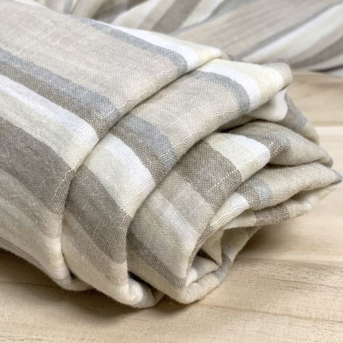 Preview: RESTSTÜCK 0,50m !!! - Musselin - Sanded Stripes - beige