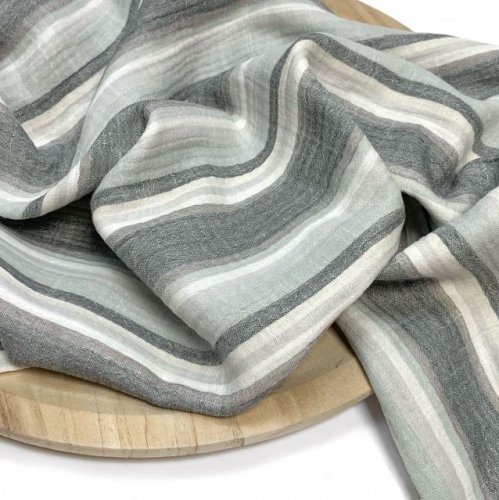 Musselin - Sanded Stripes - grey
