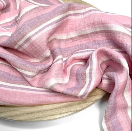 Musselin - Sanded Stripes - rose