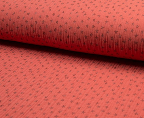 RESTSTÜCK 1,40m !!! - Musselin - Triple Layer - Star - peach