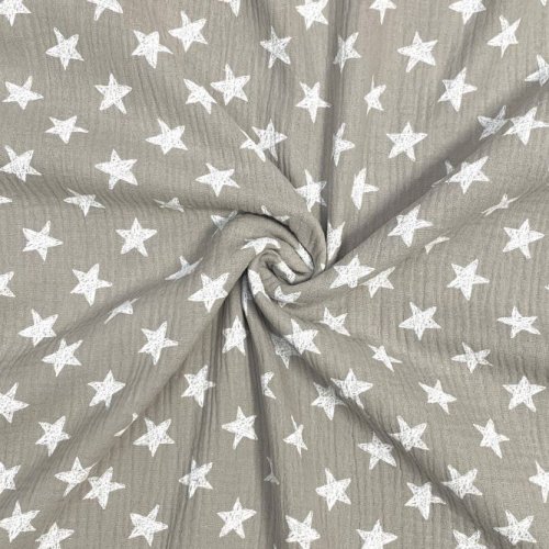 Musselin - Sterne - beige