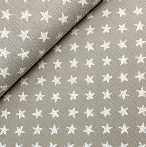 Musselin - Sterne - beige