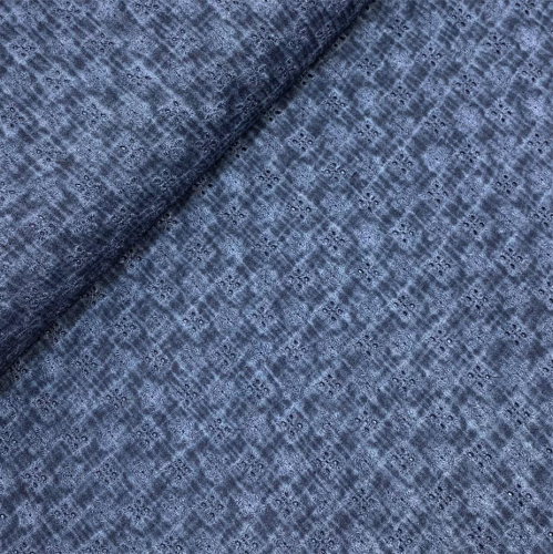 Preview: RESTSTÜCK 2,00m !!! - Musselin - Tie & Dye - Embroidery - navy