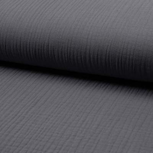 RESTSTÜCK 0,80m !!! - Musselin - Triple Layer - uni - dark grey