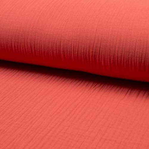 RESTSTÜCK 1,50m !!! - Musselin - Triple Layer - uni - koralle