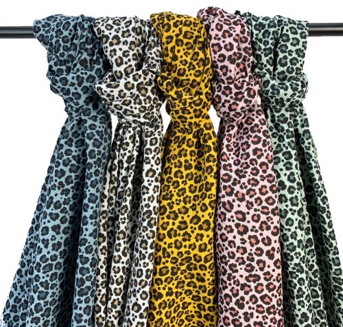 Preview: RESTSTÜCK 0,80m !!! - Musselin - animalprint - senf