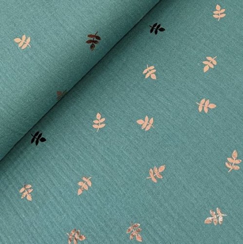 RESTSTÜCK 0,90m!!! - Musselin - metallic - Leaves - dusty mint