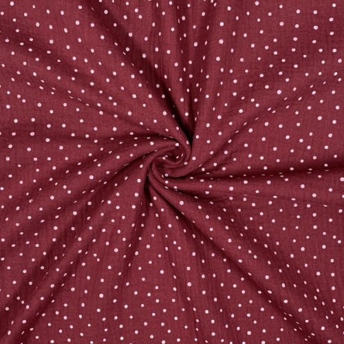 RESTSTÜCK 80cm !!! - Musselin - little Dots - berry